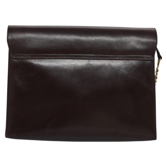 GUCCI Chain Shoulder Bag Leather Brown Gold - Picture 3 of 12